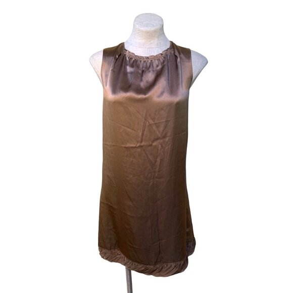 Elie Tahari Silk Shift Dress Taupe Quiet Luxury Size 4 - Picture 1 of 11